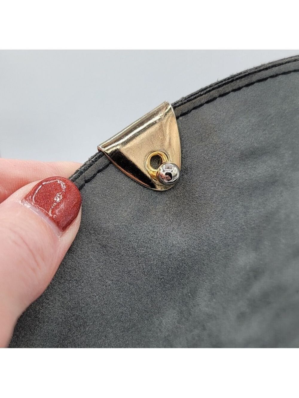 Vintage Black Leather Clutch Handbag #2758 - Picture 7 of 14